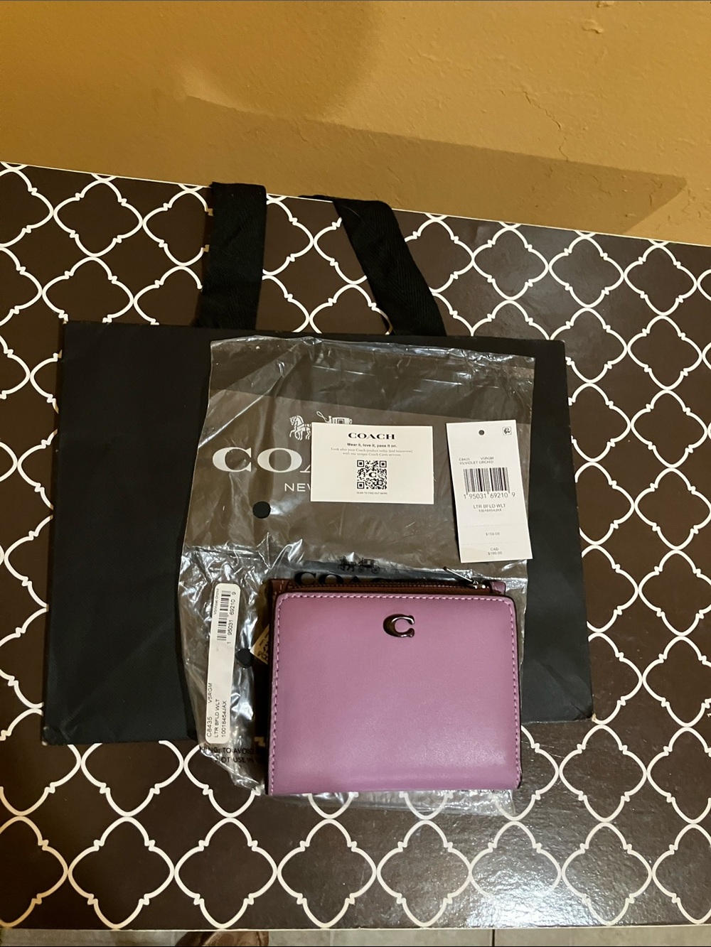 Coach Violet Orchid  Leather Small Wallet with Signature C